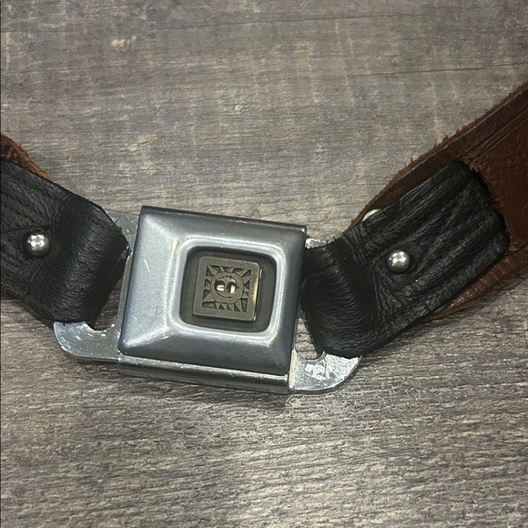 Brown and Black leather Belt seatbelt style main image 16